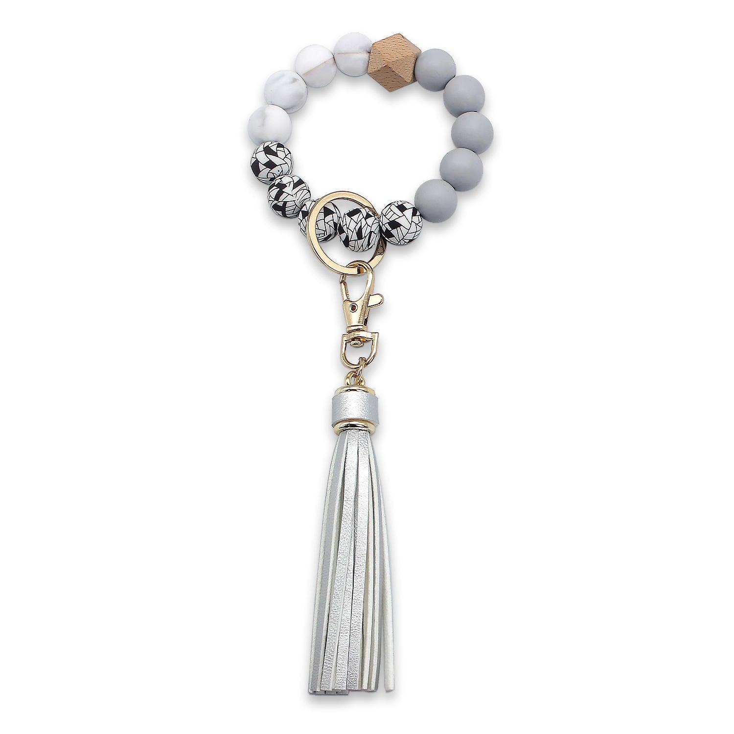 Wholesale 20PCS Leather Tassel Silicone Bead Bracelet Keychain